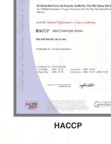 HACCP certificate issued to Loc Phat Fruits